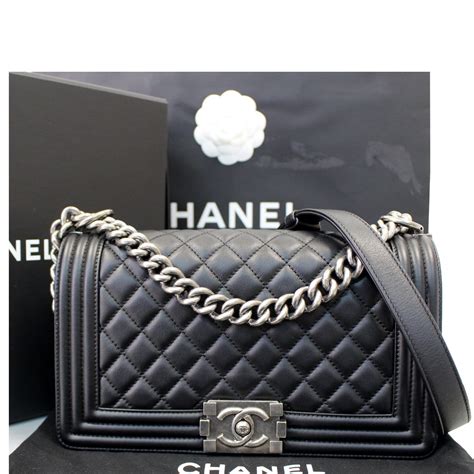 chanel black metallic boy bag|Chanel boy small quilted bag.